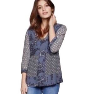 Boden 10 Mollie Hopscotch Peasant Blouse Blue Floral